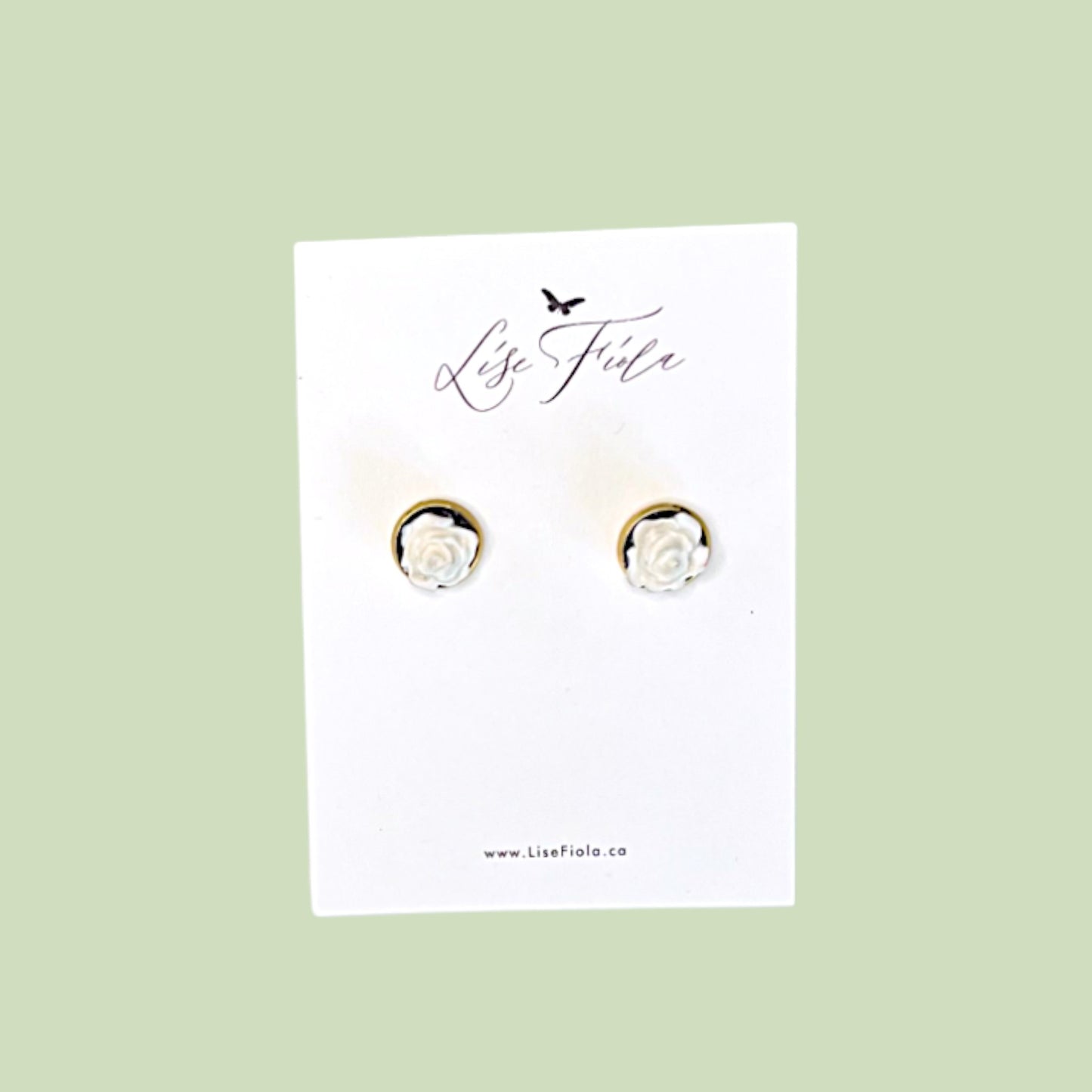Earrings - White Rose Stud