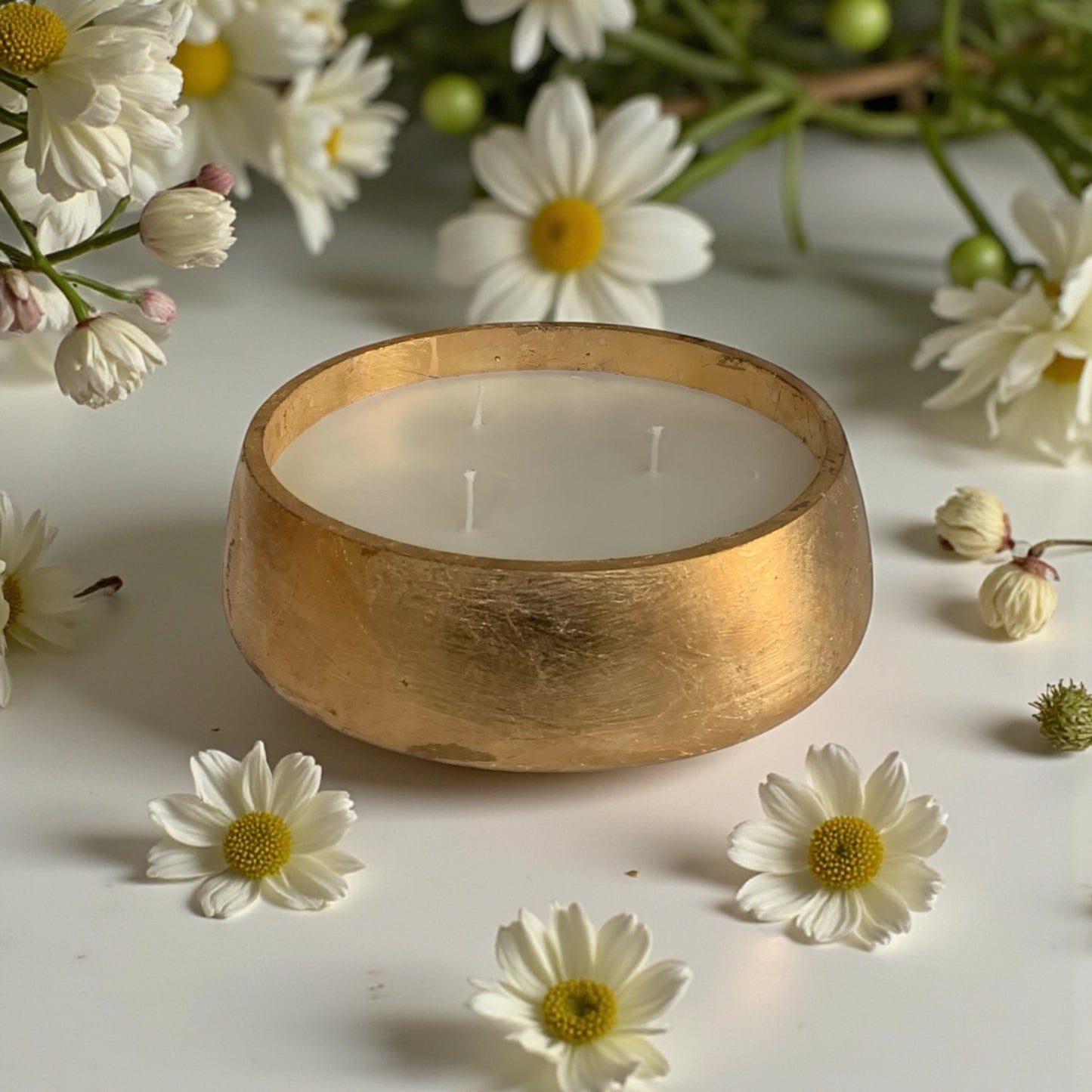 Candle - Three Wick Golden Tray