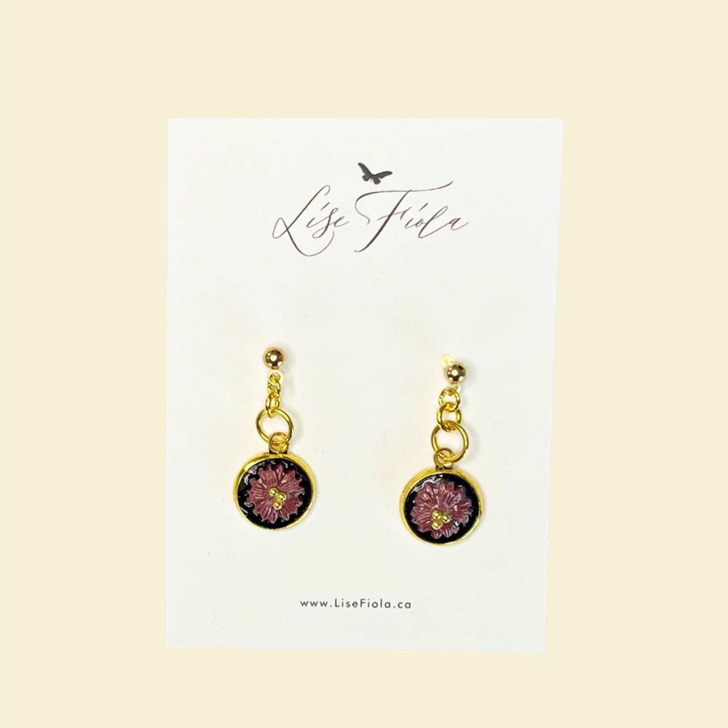 Earrings - Gold Bead Flower