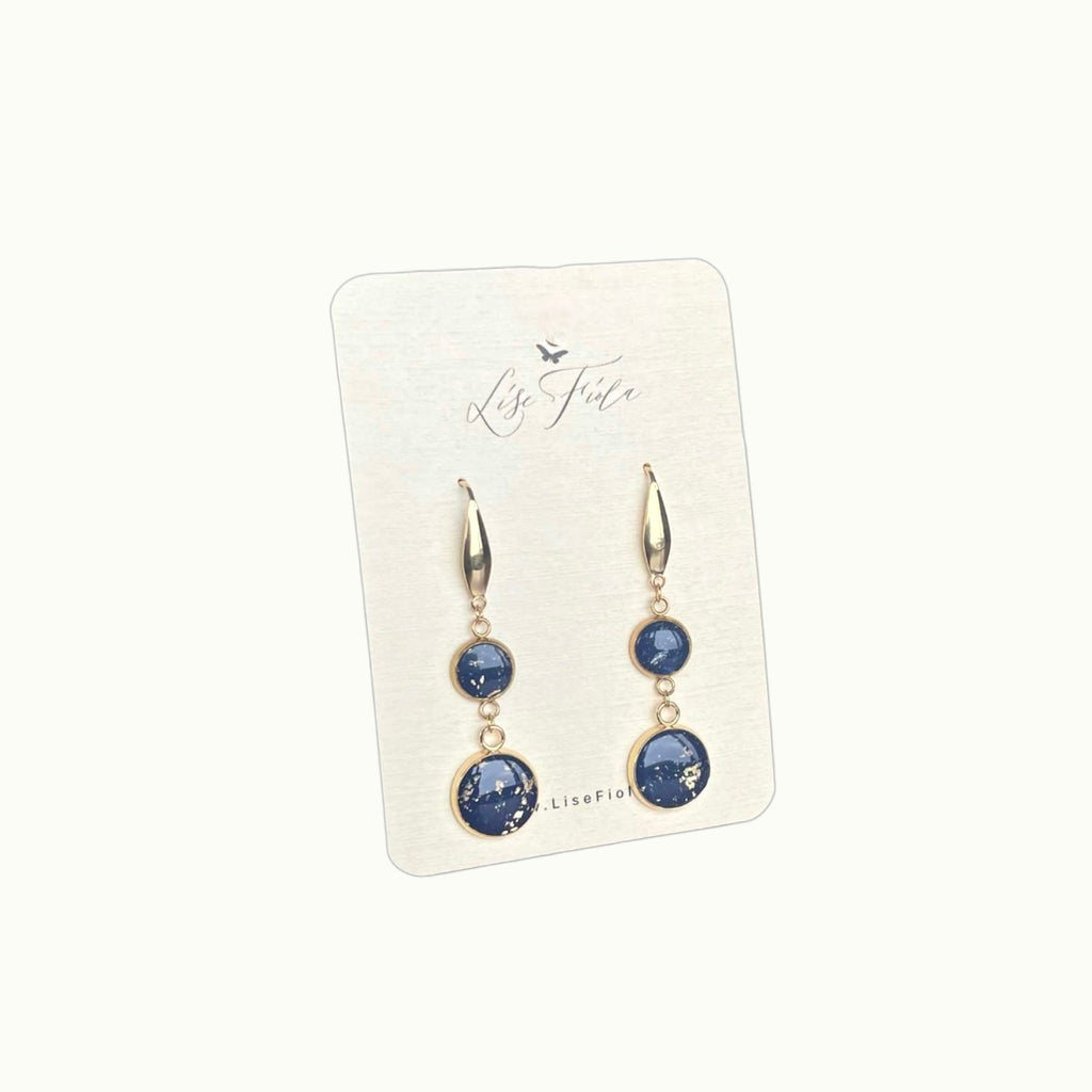 Earrings - Double Navy Fleck