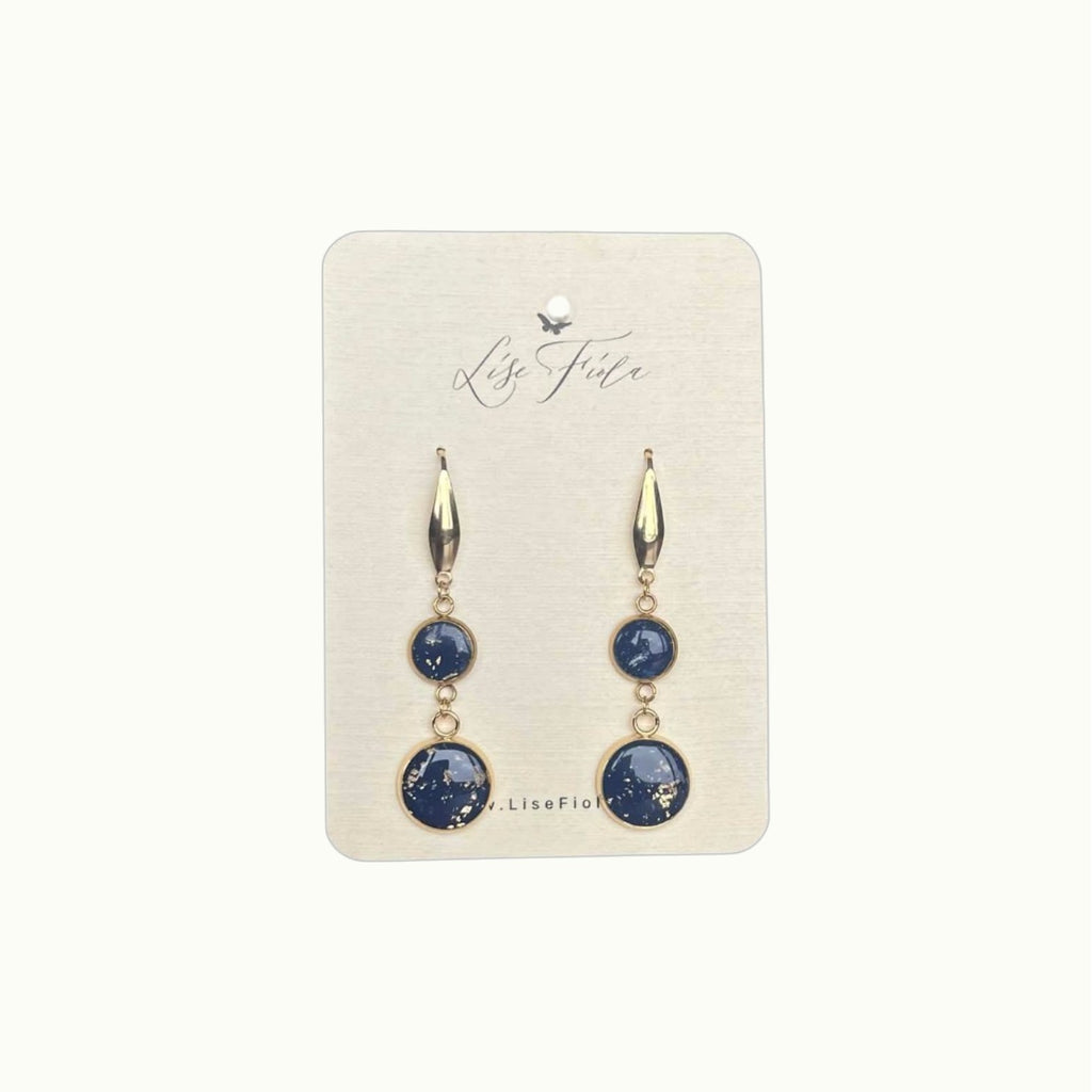 Earrings - Double Navy Fleck