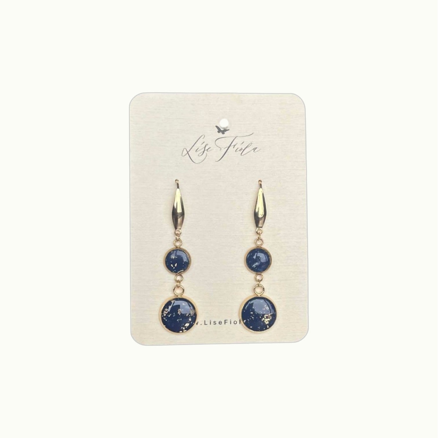 Earrings - Double Navy Fleck
