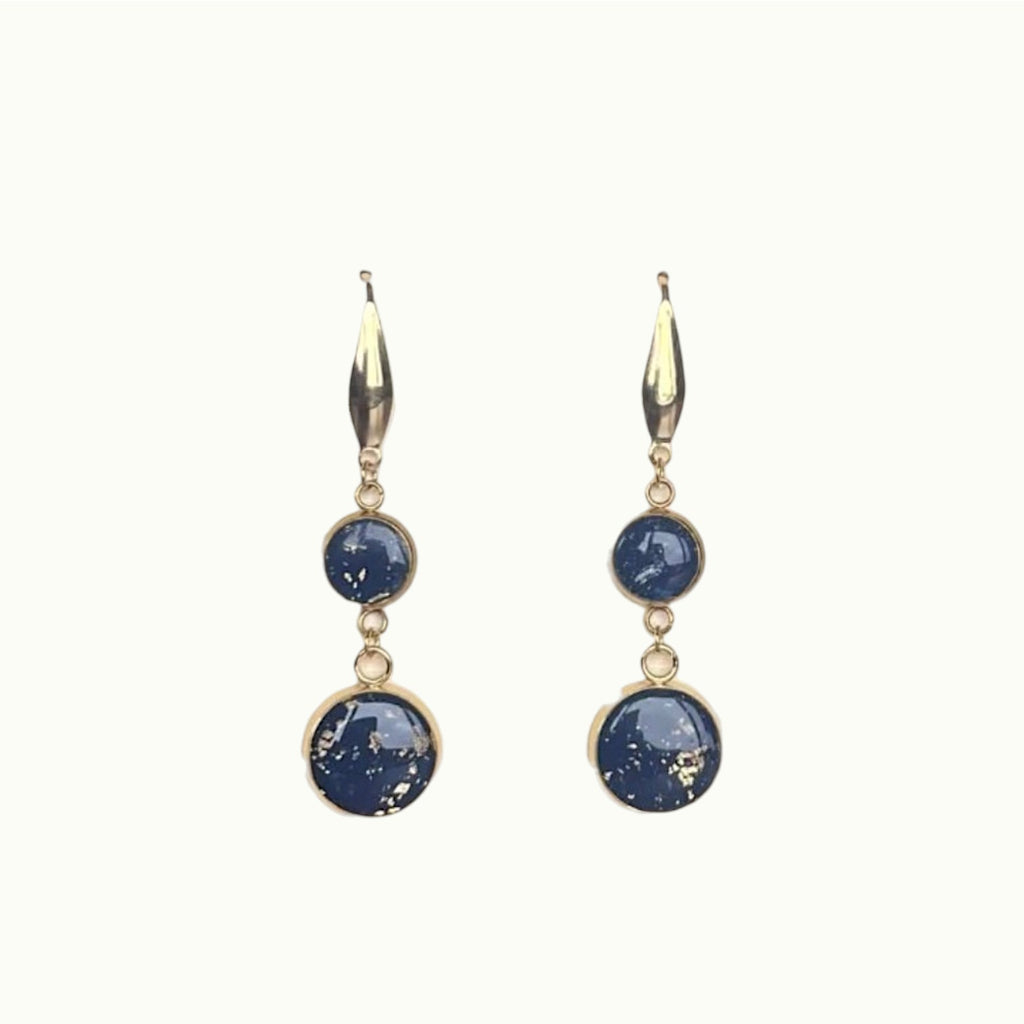 Earrings - Double Navy Fleck
