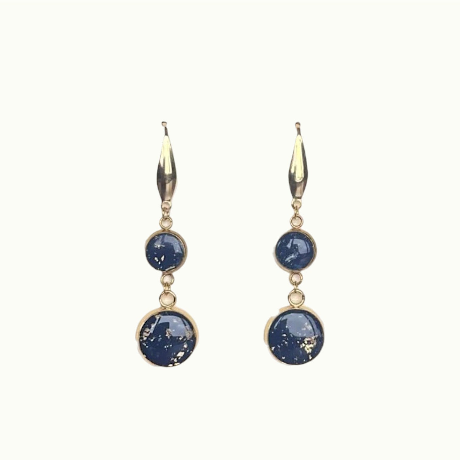 Earrings - Double Navy Fleck