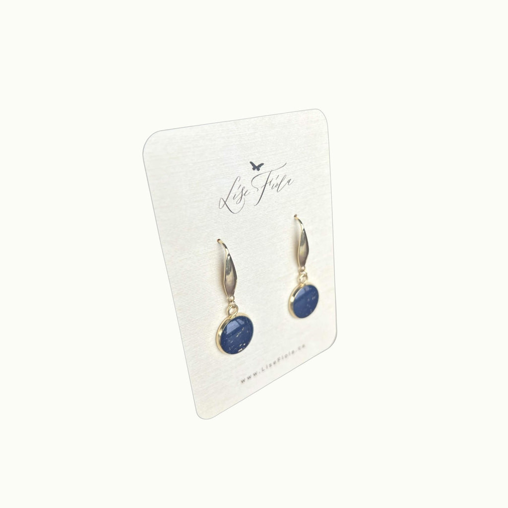 Earrings - Navy Fleck