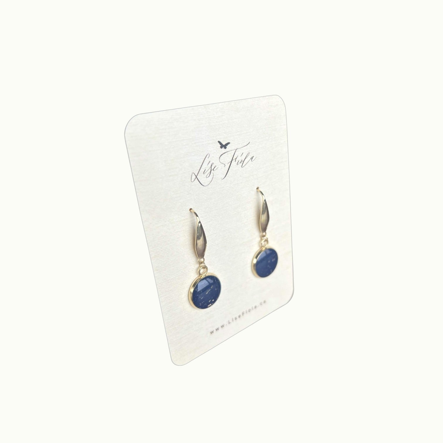 Earrings - Navy Fleck