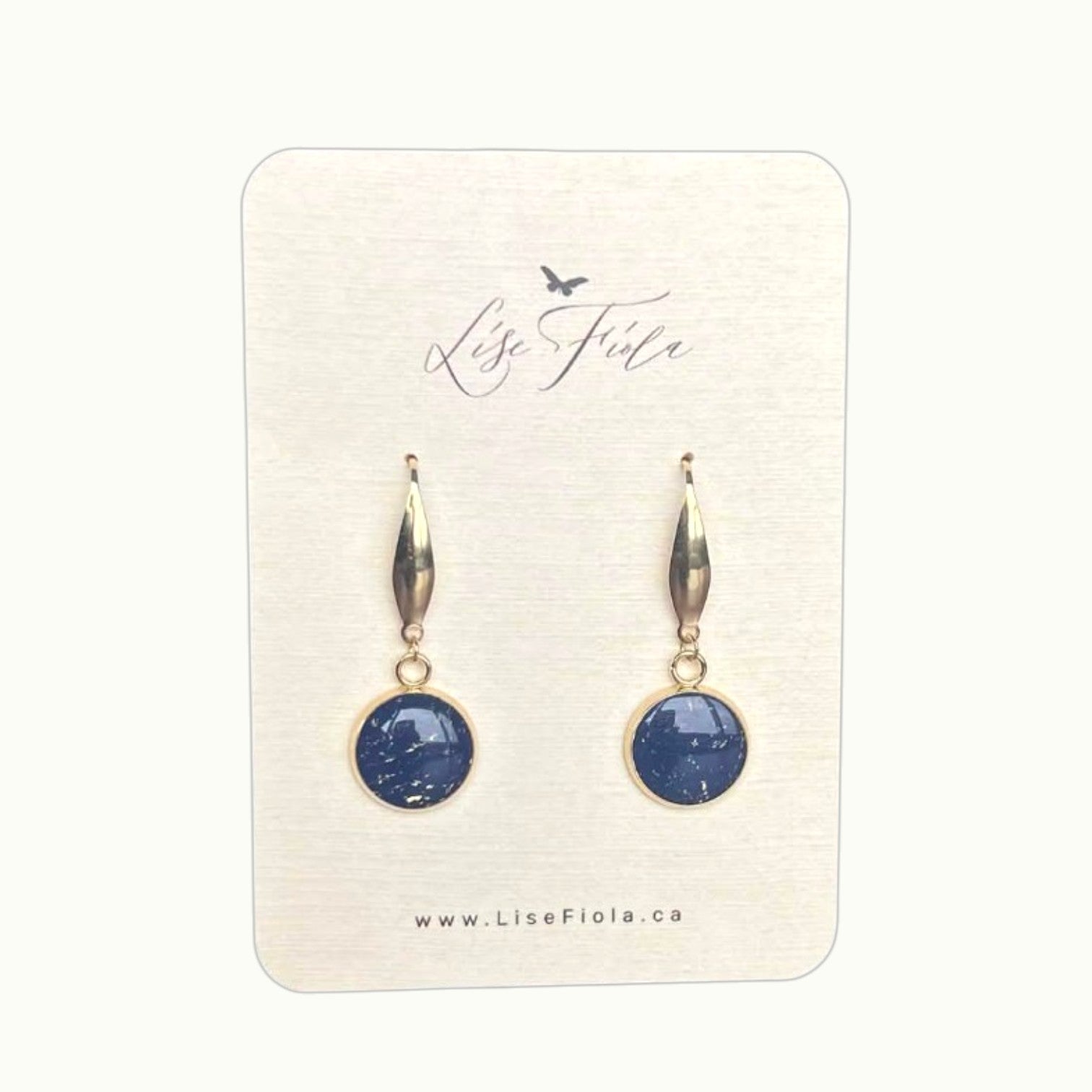 Earrings - Navy Fleck
