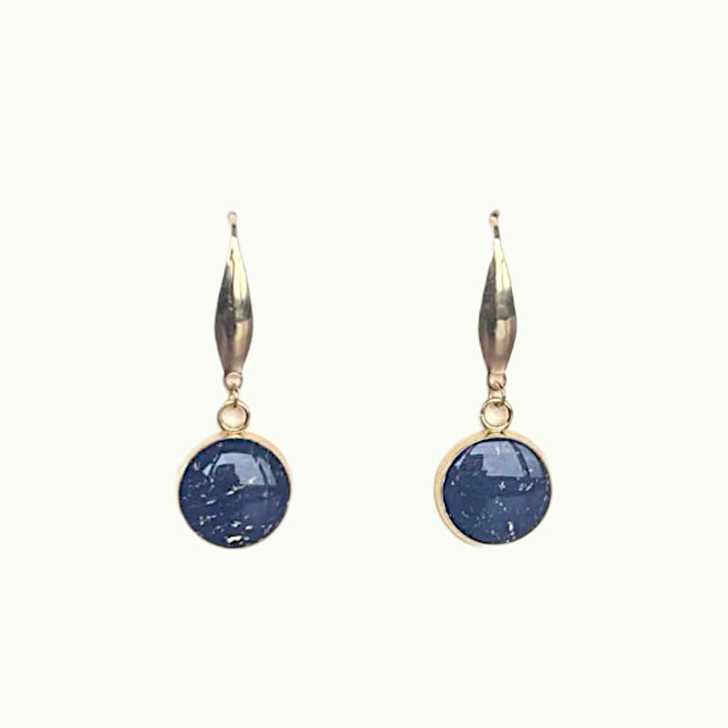 Earrings - Navy Fleck