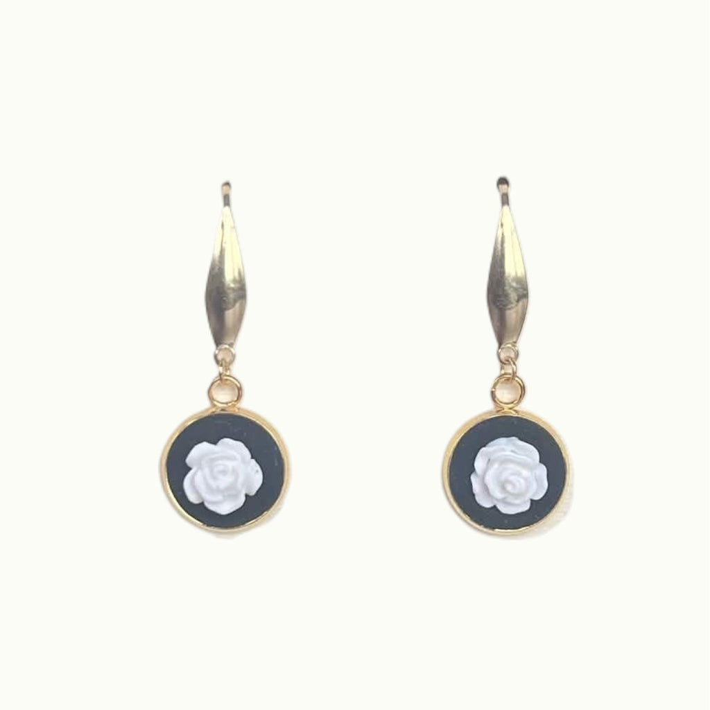 Earrings - White Rose Drop