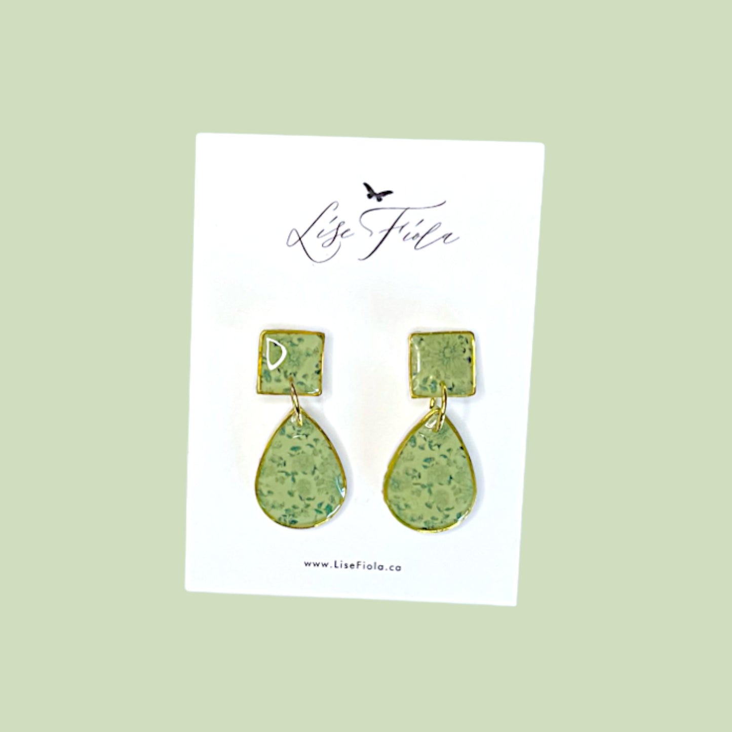 Earrings - Green Chinoiserie