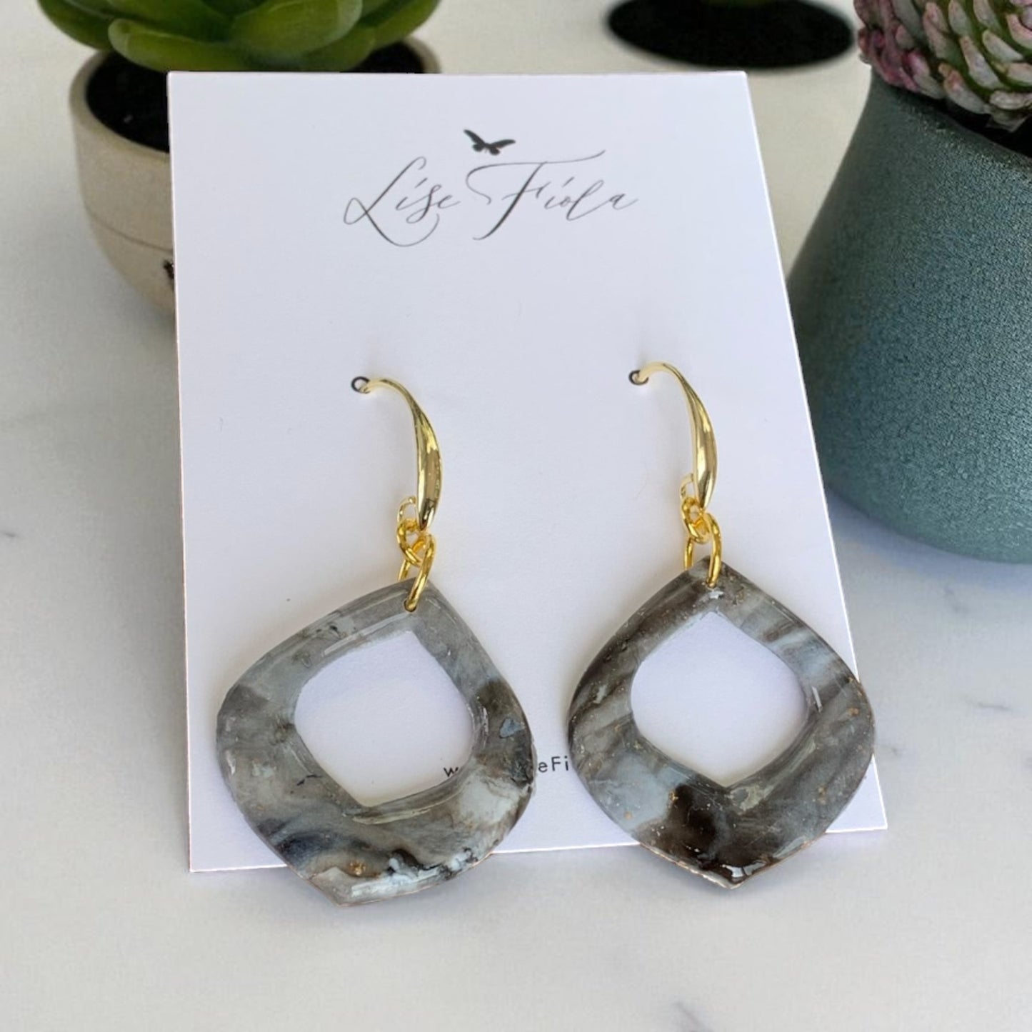 Boucles d'oreilles - Marbre en forme de goutte