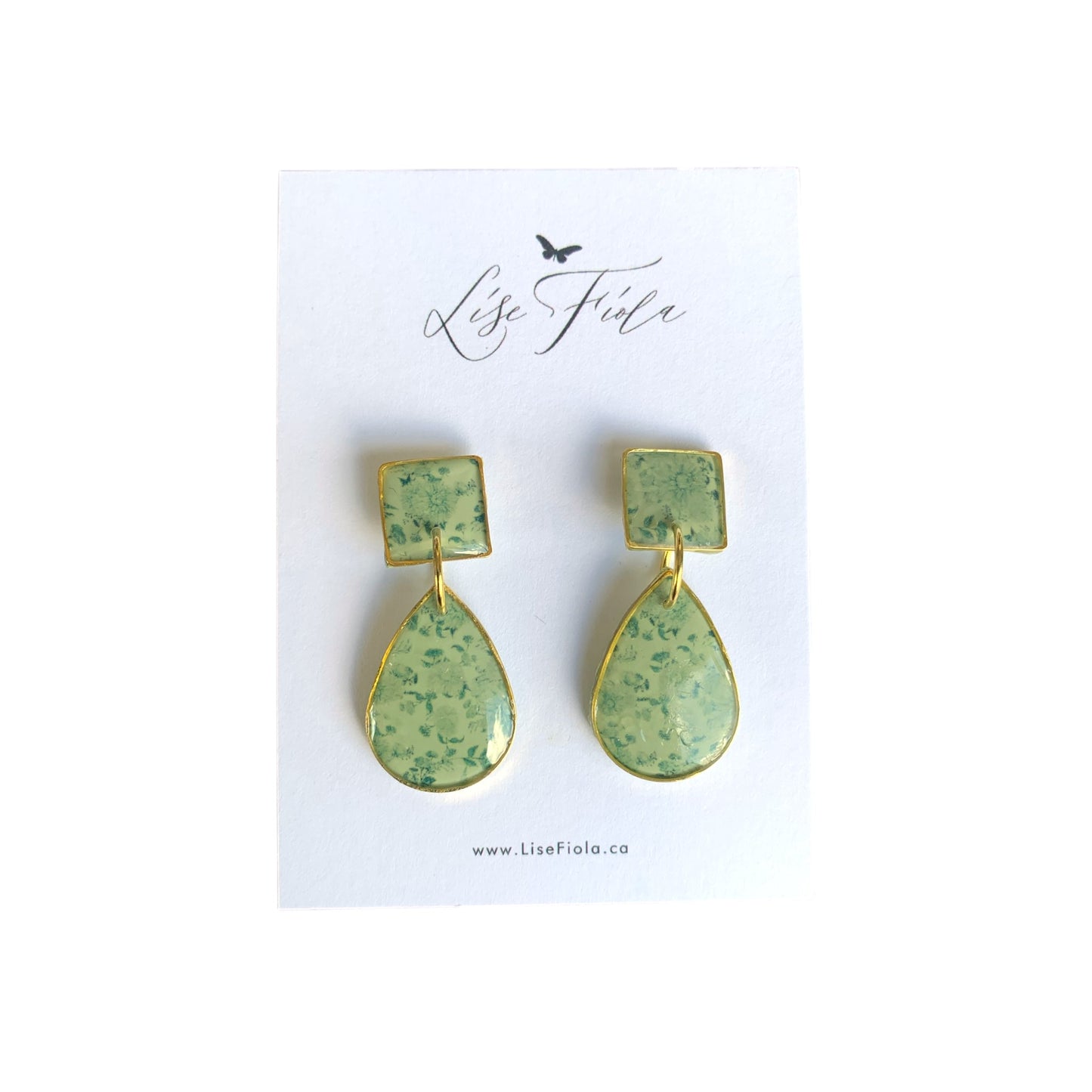Earrings - Green Chinoiserie