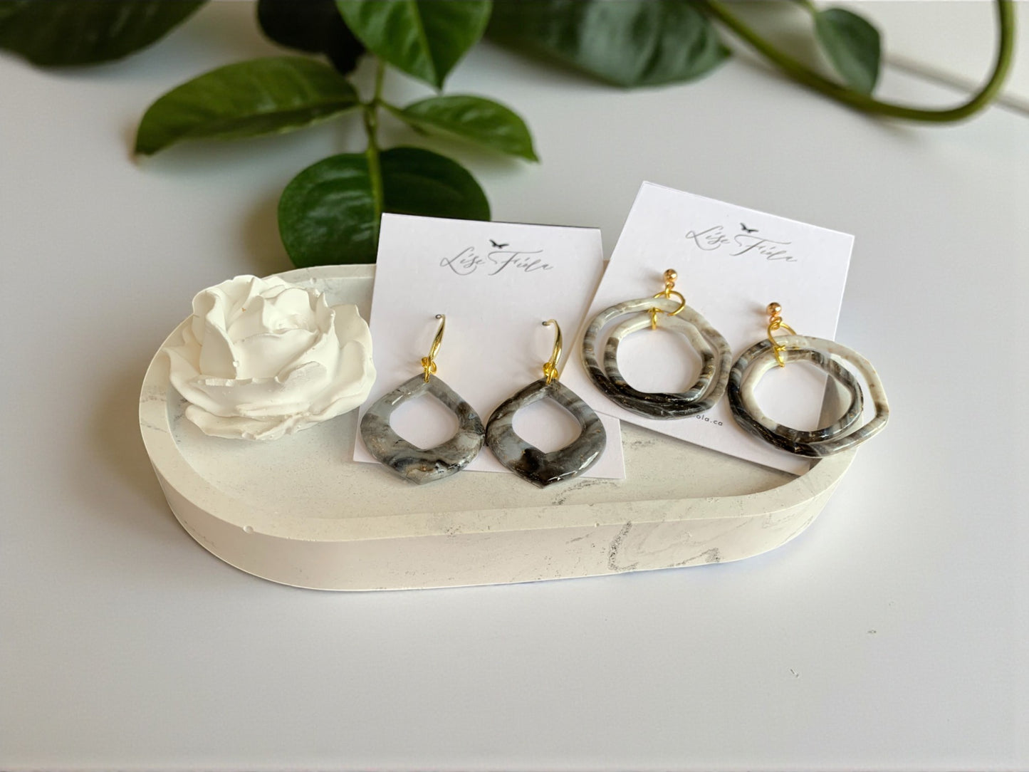 Boucles d'oreilles - Marbre en forme de goutte