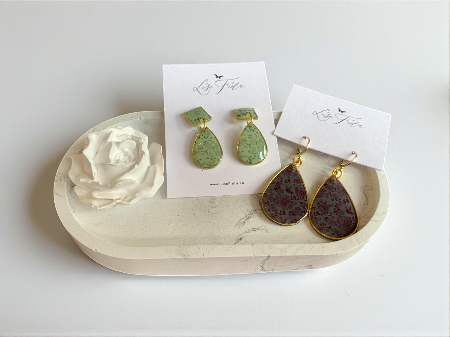 Earrings - Green Chinoiserie