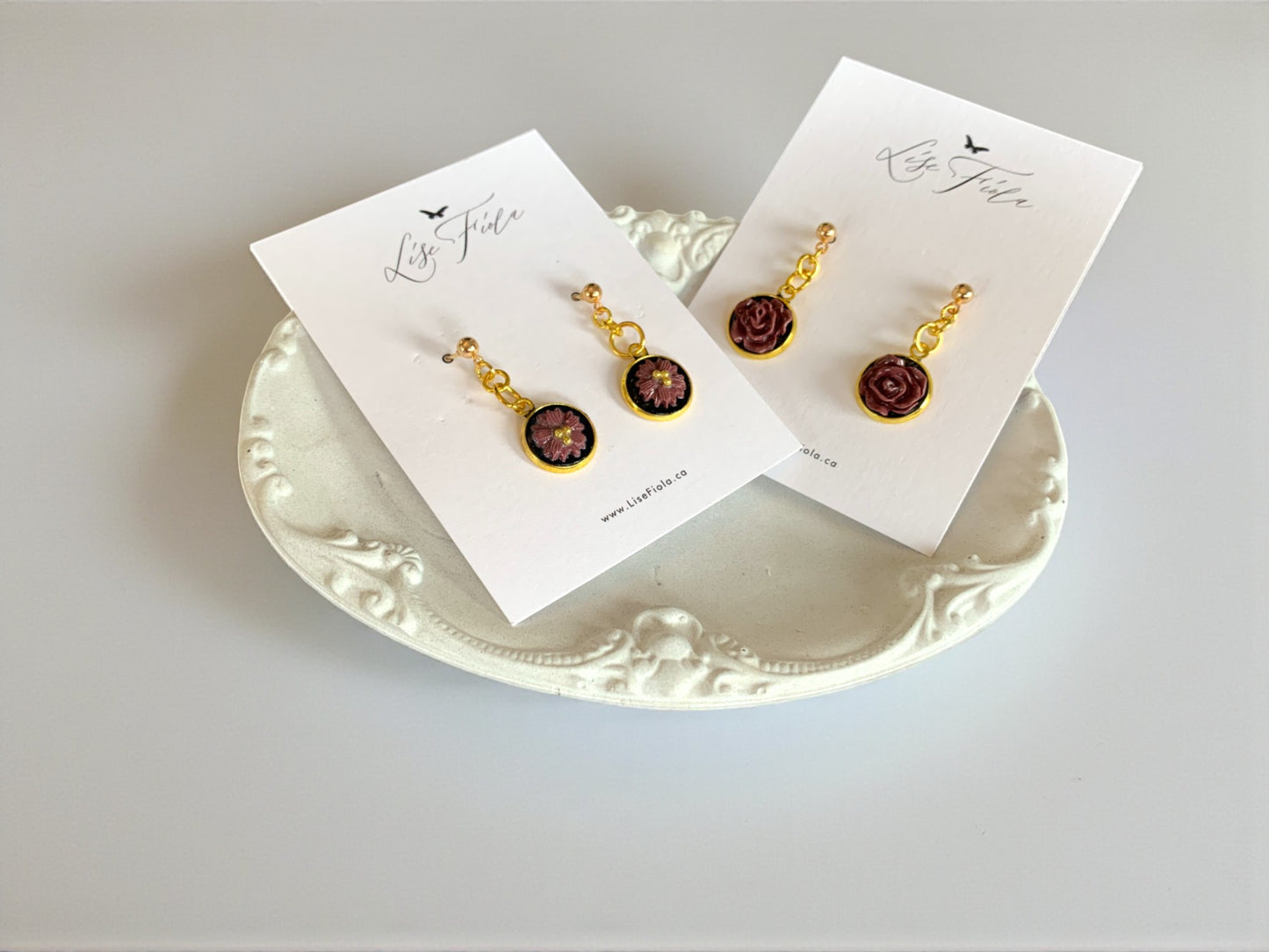 Boucles d'oreilles - Rose imbriquée