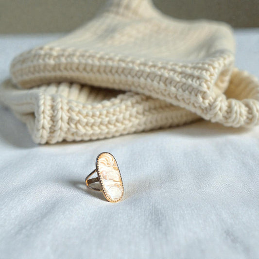 Ring - Oblong Light Marble