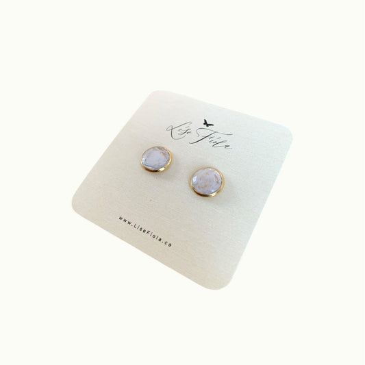 Earrings - Light Marble Stud