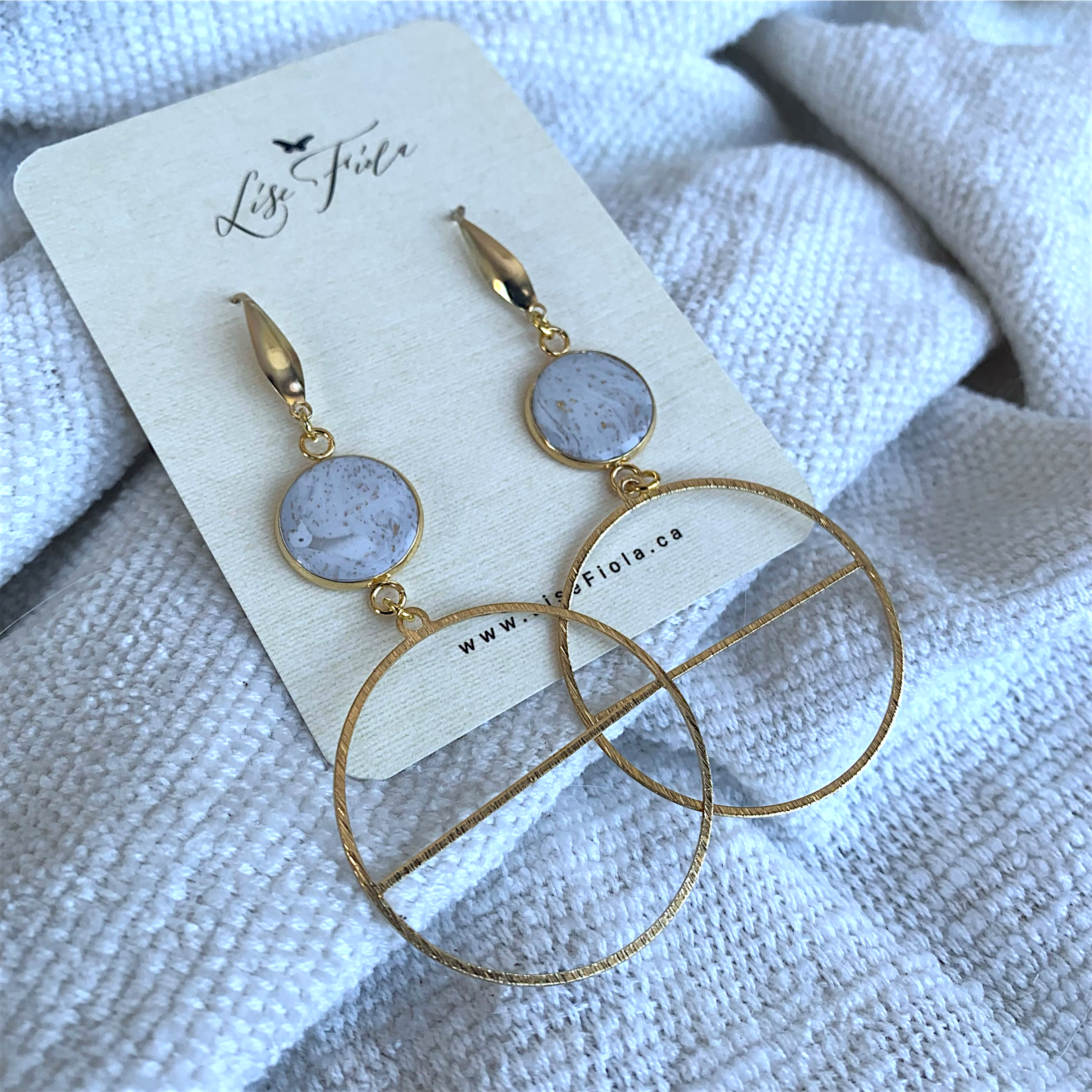 Boucles d'oreilles - Luna en marbre délicat
