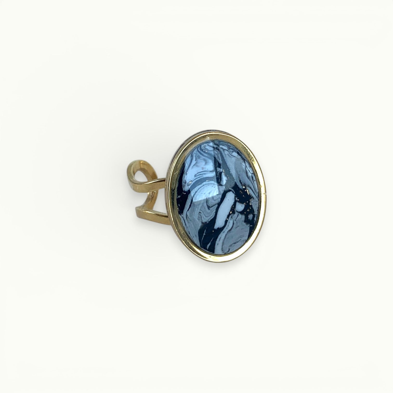 Ring - Oval Dark Marble