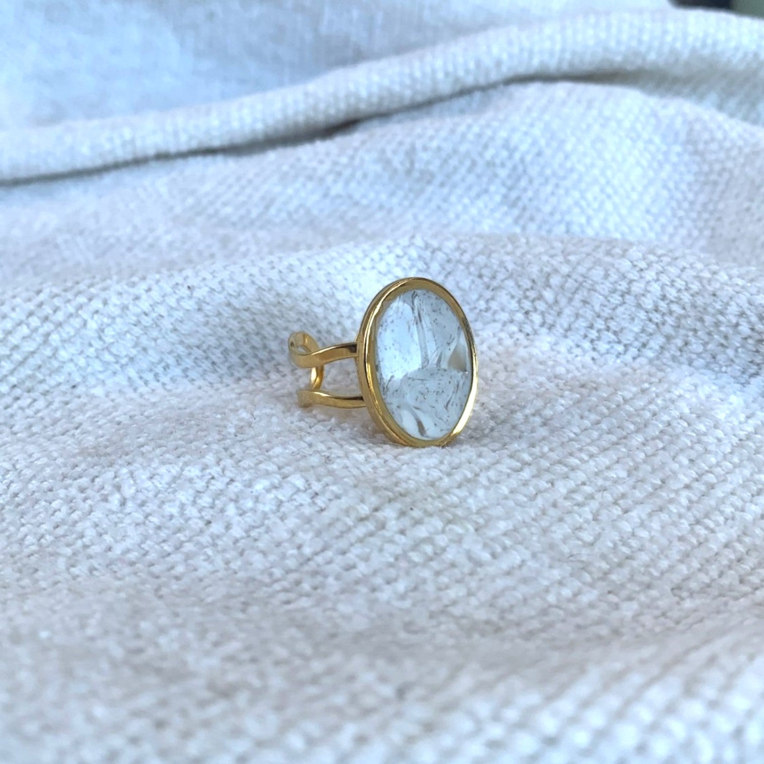 Bague - Marbre ovale foncé