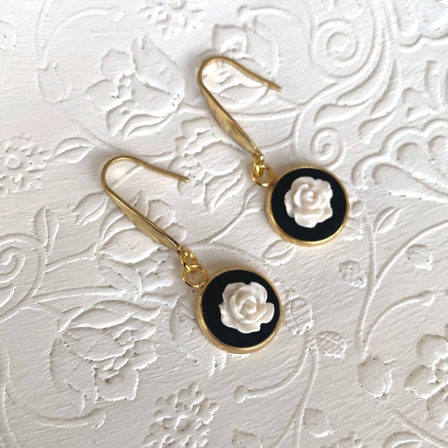Earrings - White Rose Drop