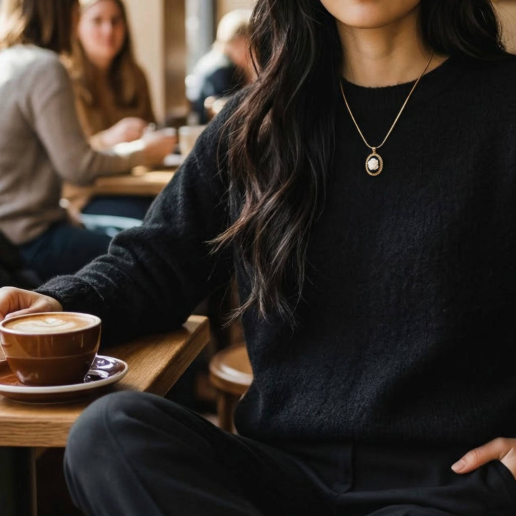 Collier - Cadran en forme de rose blanche