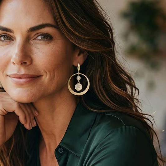 Earrings - Marble Luna