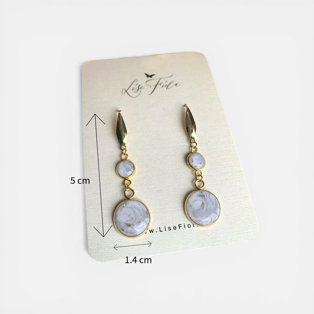 Earrings - Double Light Marble
