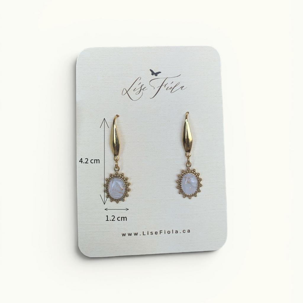 Earrings - Sunshine Oval Light Marble