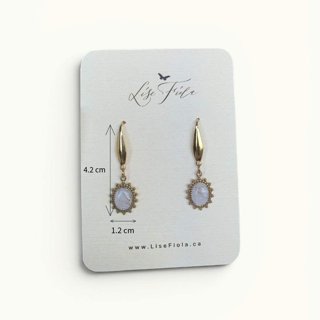 Earrings - Sunshine Oval Light Marble