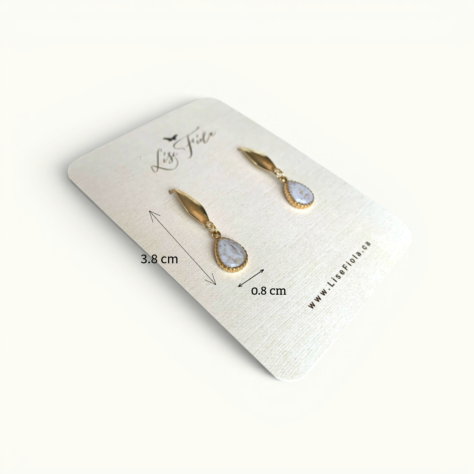Earrings - Dot Drop Light Marble
