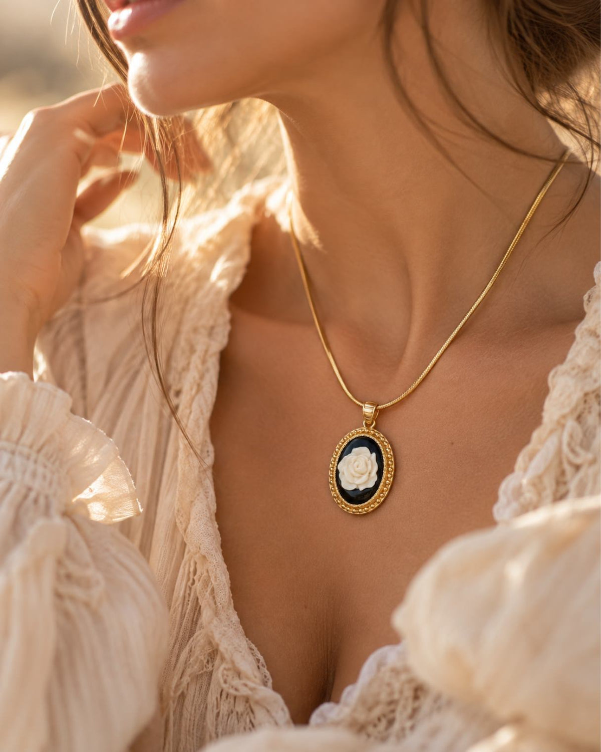 Necklace - White Rose Bezel