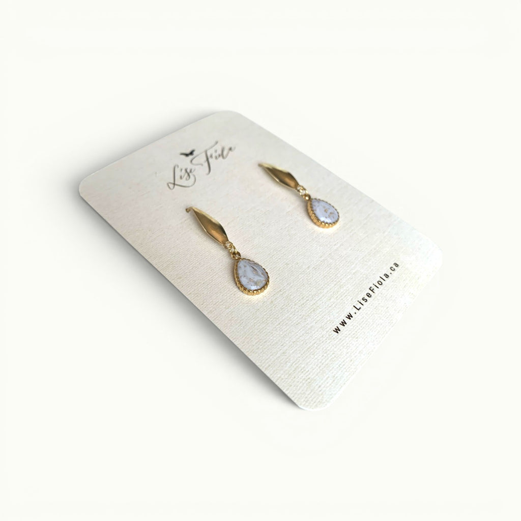 Earrings - Dot Drop Light Marble