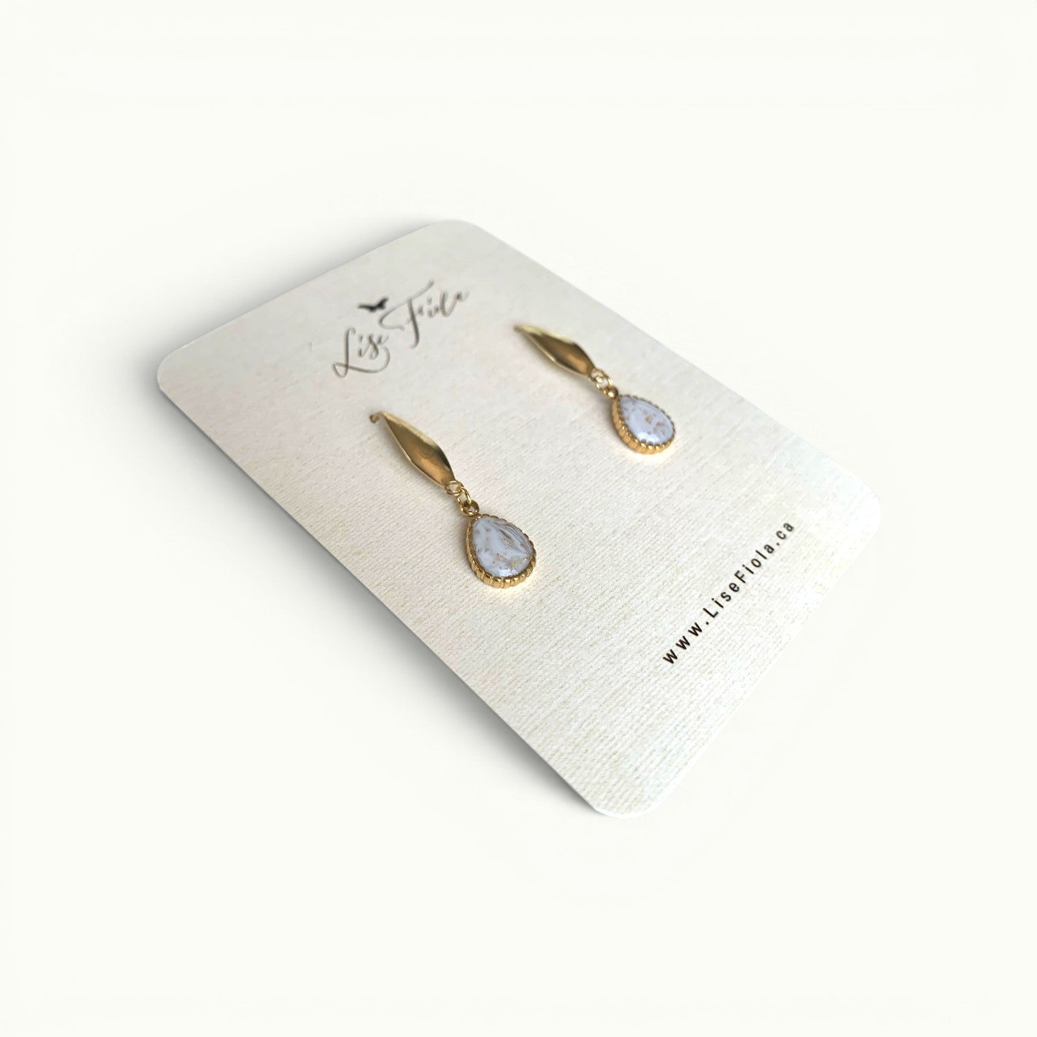 Earrings - Dot Drop Light Marble