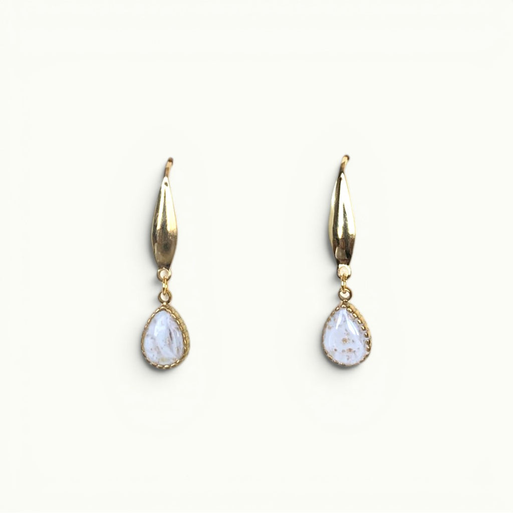 Earrings - Dot Drop Light Marble