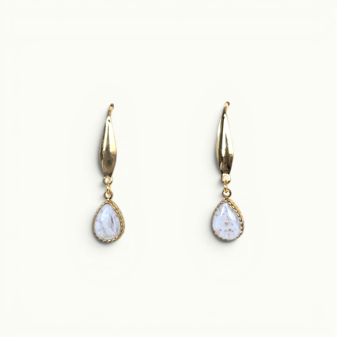 Earrings - Dot Drop Light Marble
