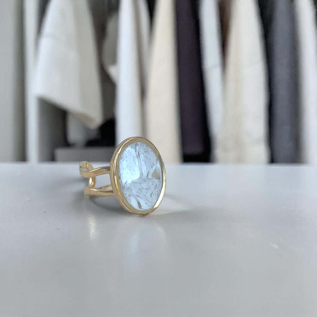 Ring - Oval Light Marble