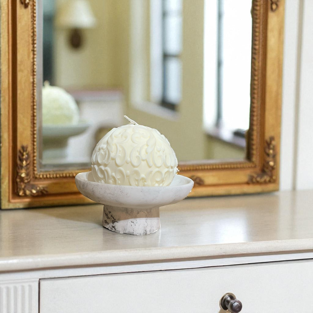 Décor - Assiette à bougies marbrée