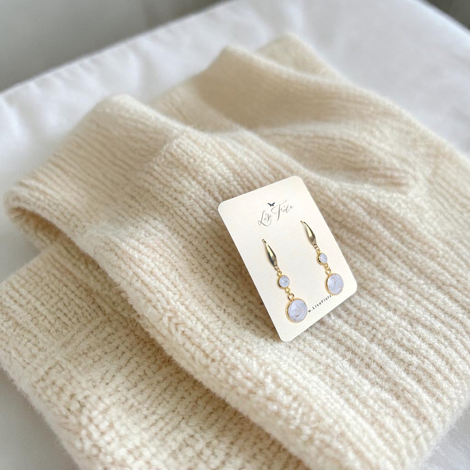 Earrings - Double Light Marble