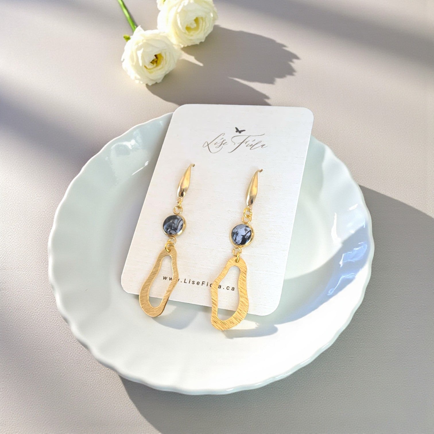 Earrings - Organic Marble