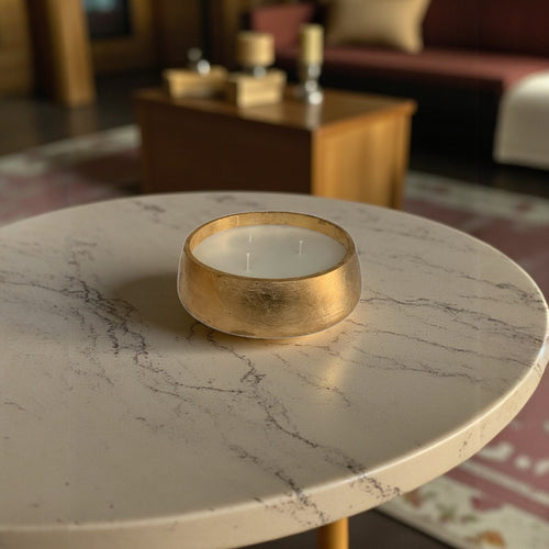 Candle - Three Wick Golden Tray