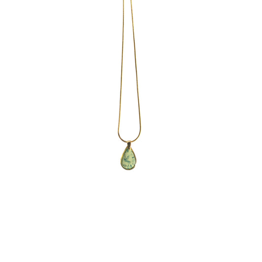 Necklace - Green Chinoiserie Drop Pendant