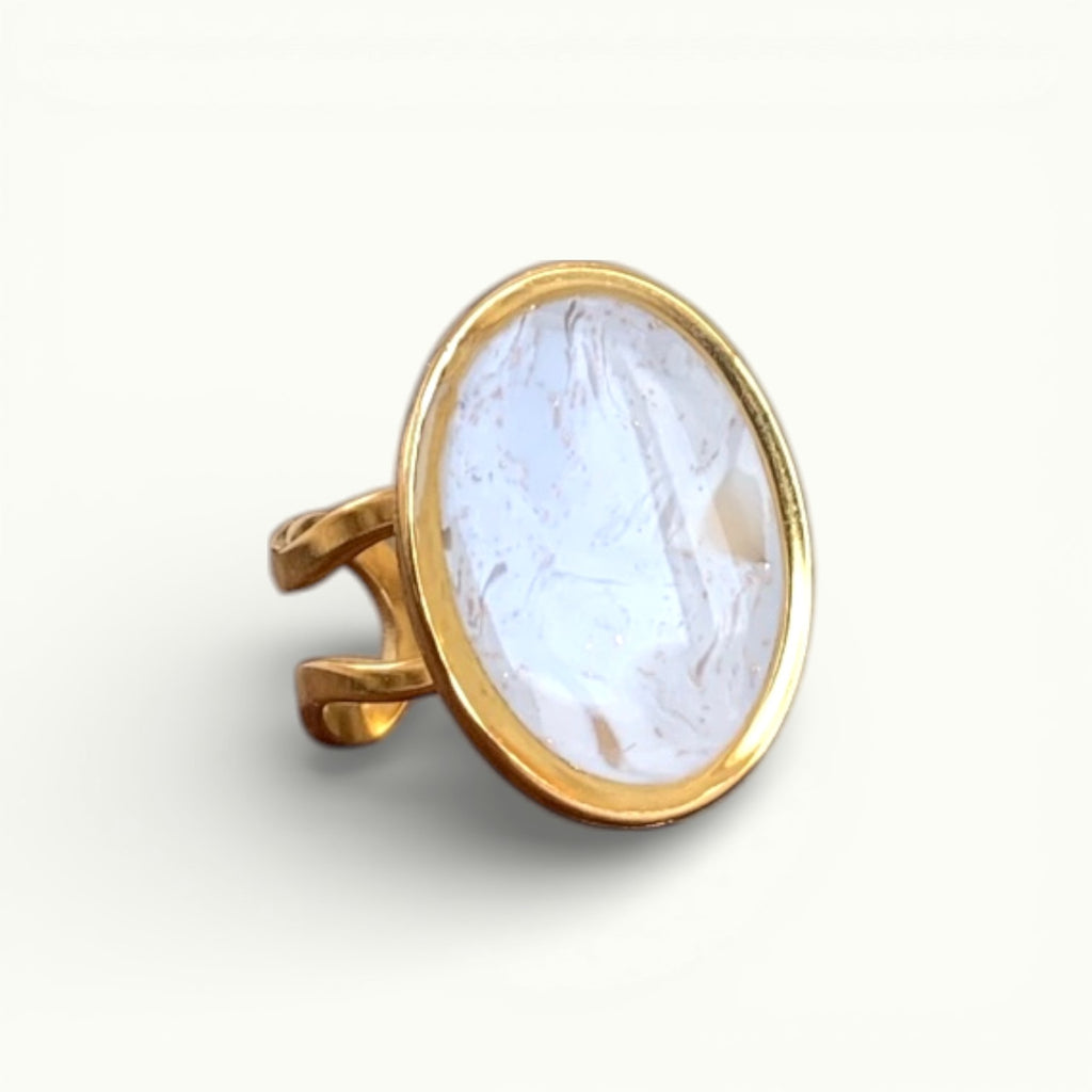 Bague - Marbre ovale foncé