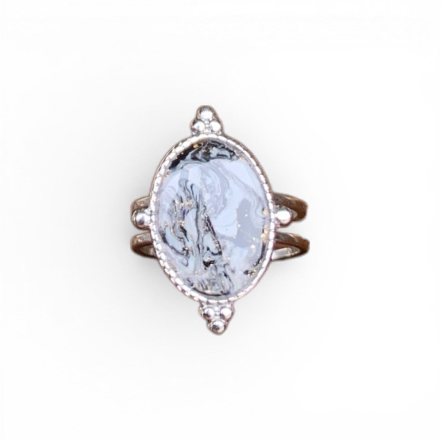 Ring - Ornate Dark Marble (Silver)