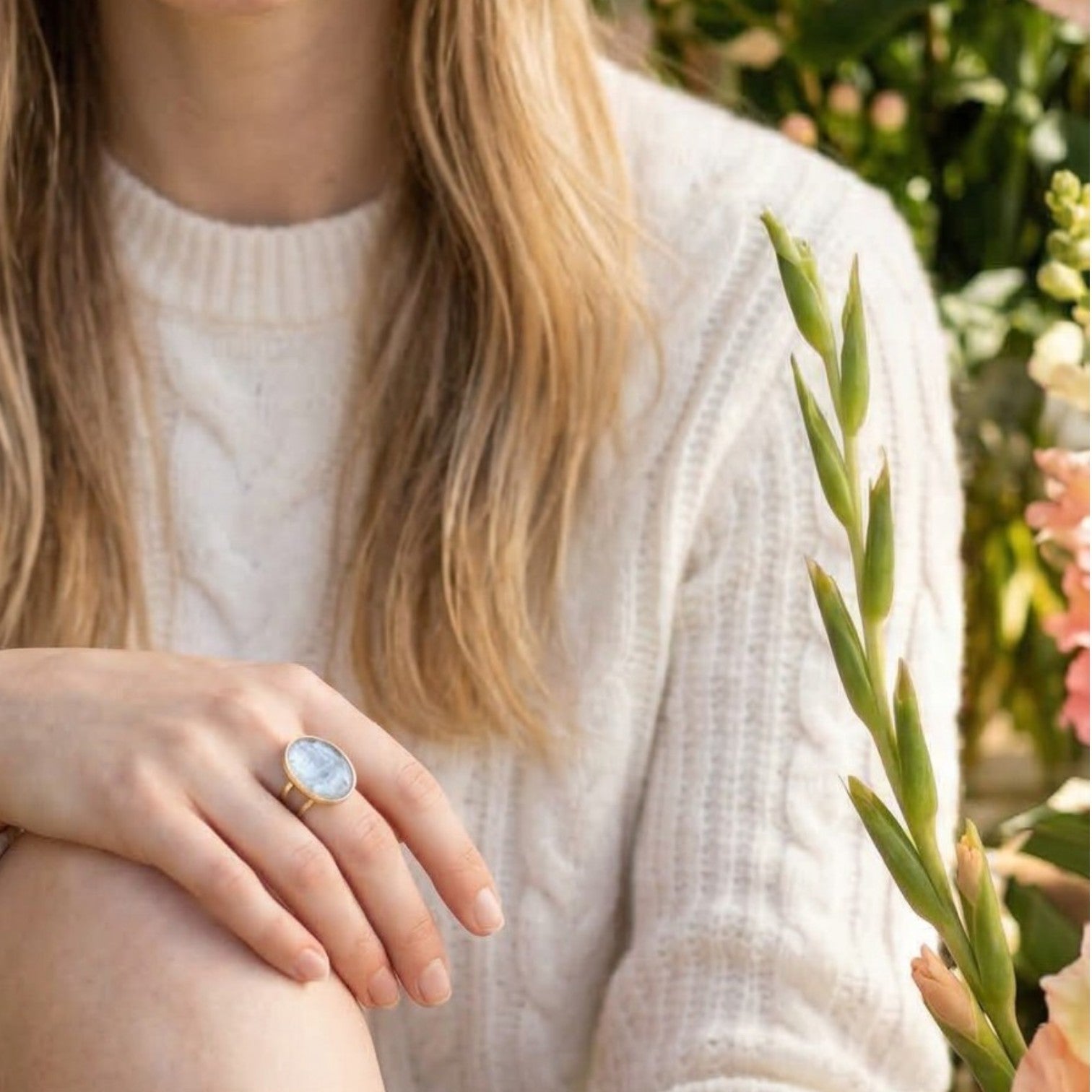 Bague - Marbre ovale foncé