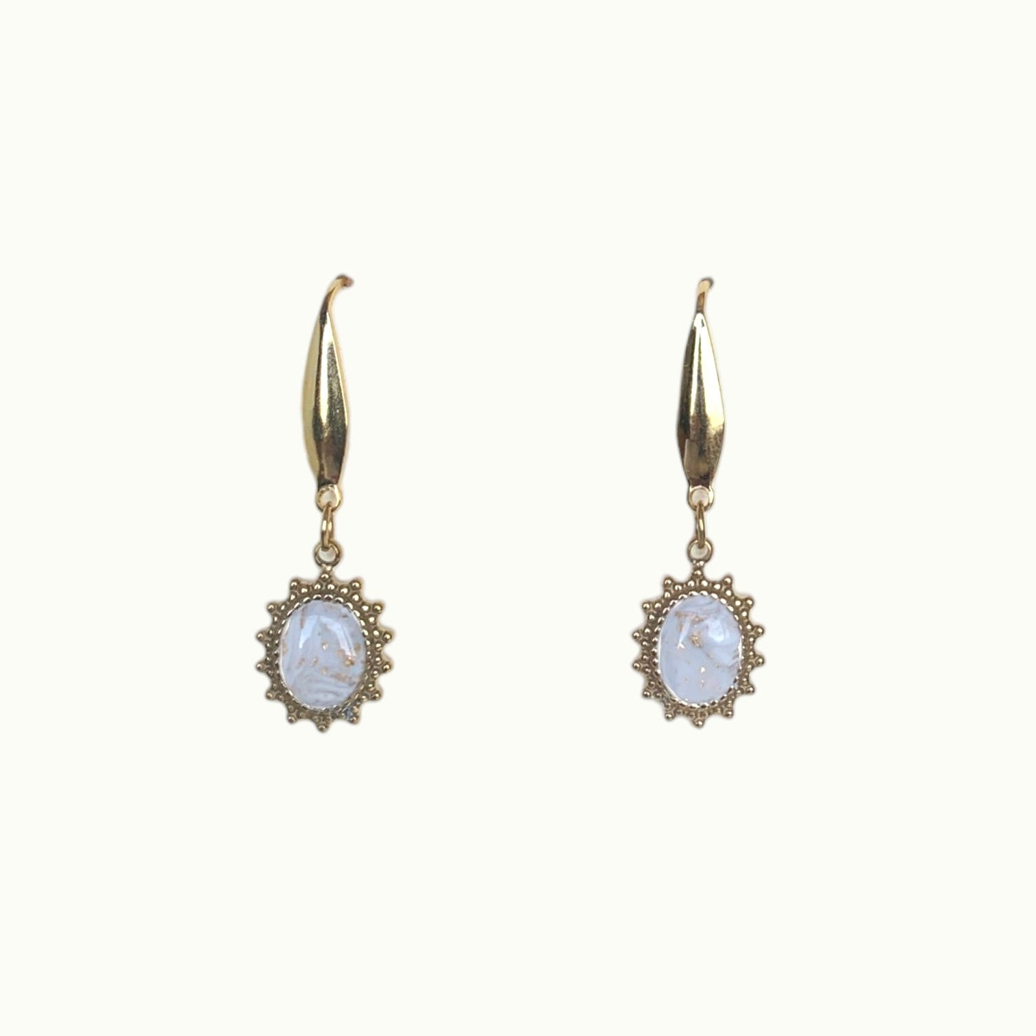 Earrings - Sunshine Oval Light Marble