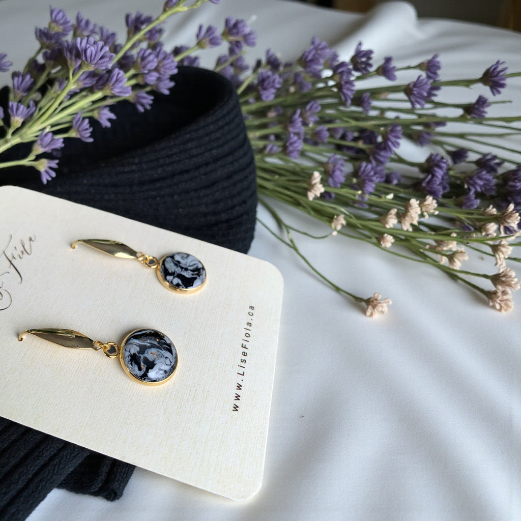 Earrings - Forever Dark Marble
