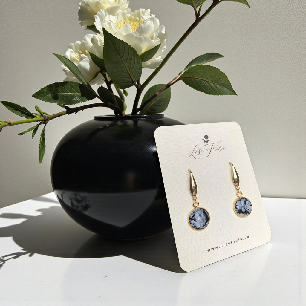 Earrings - Forever Dark Marble
