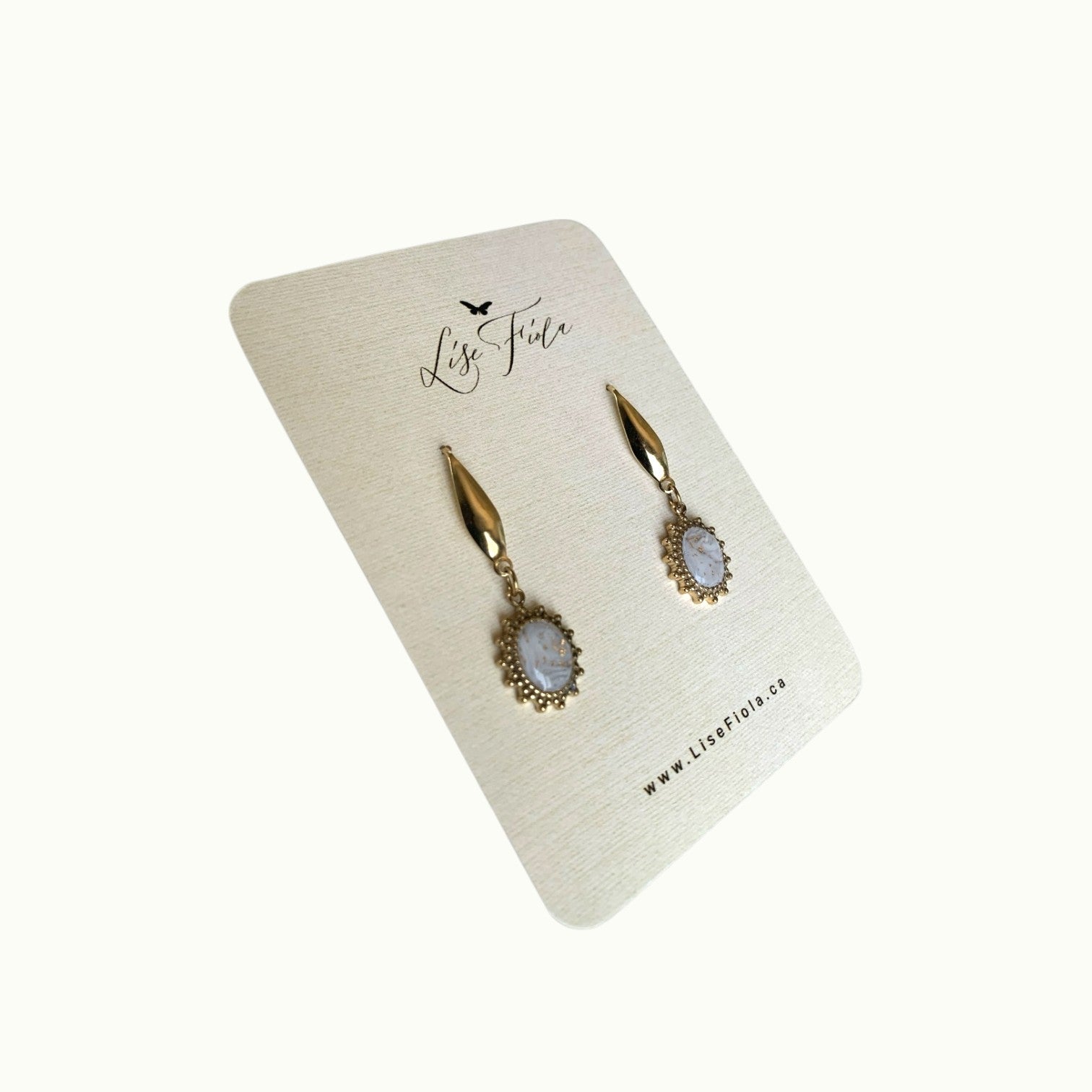 Earrings - Sunshine Oval Light Marble