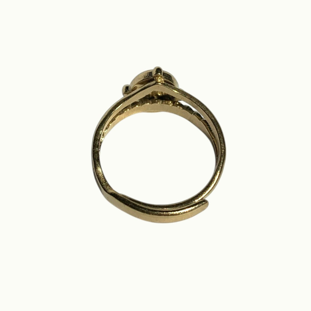 Lise Fiola Creations adjustable 18k gold plated stainless steel ring with a marbled polymer clay drop design